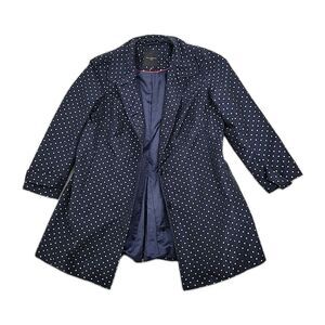 Talbots Woman Polka Dot Jacket Size 16W Navy Shiny Lined Raincoat